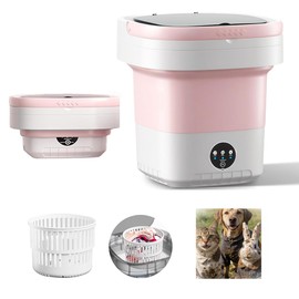 Mini Portable Washing Machine for Small Pet Clothes,Foldable Washer,Detachable Spin-Dry Basket, Suitable for dog,cat,Guinea Pig,Rabbit,Hamster Clothes,Underwear,Socks, Baby Clothes,Bird,RV & Camping