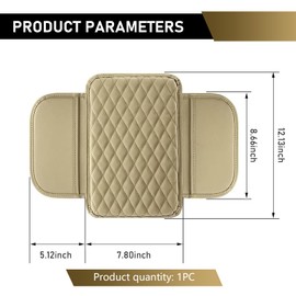 Titgoes Car Armrest Box Pad, Wear-resistant & Scratch-proof Leather Center Console Cover, Storage-enabled Console Pad, Universal for Sedans SUVs Trucks (Beige)