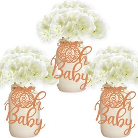 Fall Pumpkin Tags Baby Shower Centerpiece Decoration Autumn Theme Gift Tags Glitter Orange Swirly Pumpkin Favor Tags 24 PCS