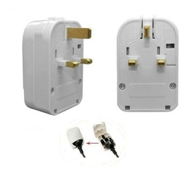 European EU Schuko to UK 3 Pin Converter Plug 13A, White (Grounded)