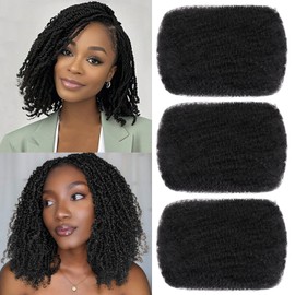 Xtrend Afro Kinkys Bulk Human Hair 14 Inch 3 Packs 90g For Mini Braiding Twists，Dreadlocks Extensions，Repair Locs，Kinky Curly Hair Bundles, Kinky Human Hair For Natural Black Afro Kinky Bulk(30g/pack)