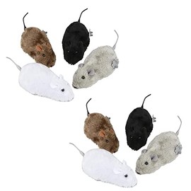 The Dreidel Company Wind-Up Mouse Racing Rat Plush Mice Cat Chaser, Realistic Looking Pet with Twirling Tail (8-Pack)
