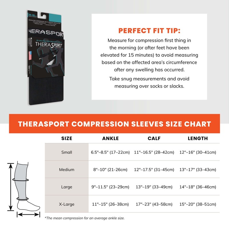 THERAFIRM 20-30mmHg Moderate Compression Athletic Performance Leg Sleeves (White, Large)