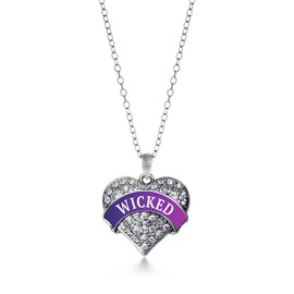 Inspired Silver - Wicked - Silver Necklace for Women - Pave Heart Pendant Chain Necklace Jewelry Gift with Cubic Zirconia - Women's Necklace Charm with Lobster Claw Clasp