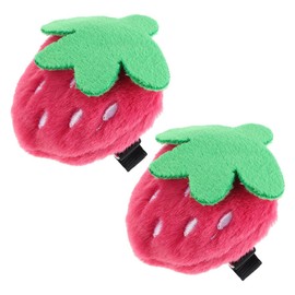 DOITOOL Hair Clip, Bangs Clip, Strawberry, Set of 2, Traceless Hair Clips, Plush, Strawberry, Hair Pin, Fluffy, Hair Ornament, Face Washing, Makeup, Studying, Photography, Small Face, Women's Cute