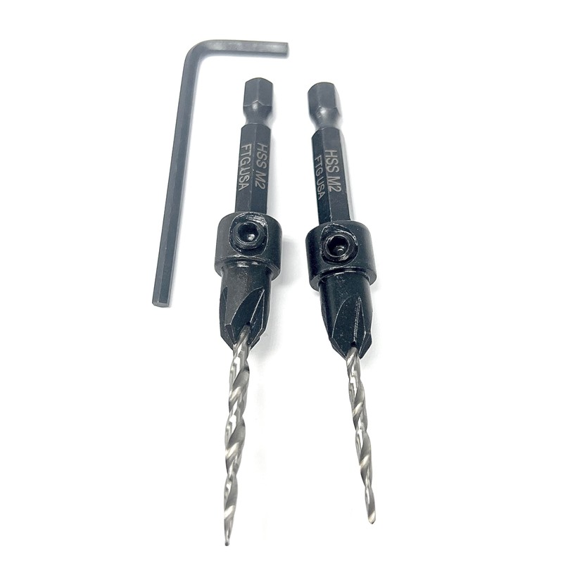 FTG USA Adjustable Wood Countersink Drill Bit Set #4#6 Tapered