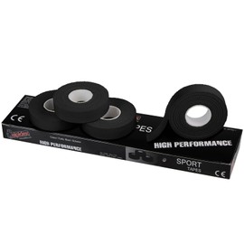 ALPIDEX 4 Rolls Sports Tape Set, Finger Tape 1.5 cm x 10 m, Tape Climbing Tape, White / Black, Volleyball, Handball, Bouldering, Colour: Black