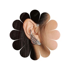 TseenYi Crystal Angel Wings Cuff Earrings Silver Angel Wings Climber Earrings Sparkling CZ Wings Crawler Earrings Rhinestone Wings Cuff Wrap Earrings for Women and Girls (Left)