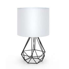 Aigostar - Table Lamp, Small Bedside Lamp, Modern Hollow Block Design Table Lamp, Desk Lamp with White Fabric Shade and Metal Base, E14 Socket, Ecologically Modern and Vintage Cute