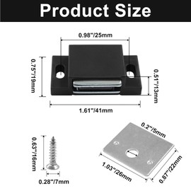 Litoexpe 12 PCS Magnetic Door Catch Black, Heavy Duty Single Magnetic Catch 15lb Cabinet Magnetic Catch with Screws, Magnetic Catch for Cupboard Kitchen Bathroom Closet Closures Cabinet