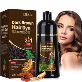 Hair Dye Shampoo Black 3-in-1 Colour Shampoo - Instant Colouring Shampoo for Men & Women, Brown Hair Dye Shampoo Grey Hair (500 ml)