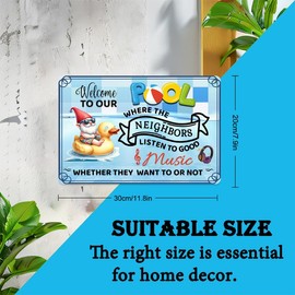 Welcome to Our Pool Metal Sign - Swimming Pool Sign for Home, River, Beach, Patio, Garden, Outdoor Funny Wall Decor - 8x12 inch