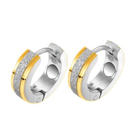 TRINITIX Diamond Dust Elegant Design Magnetic Energy Hoop Earrings Bicolour Medical Stainless Steel Nickel-Free Allergy Free Magnetix Vintage Fashion Magnetic Jewellery 4you TRX 1206P Diameter 14 mm