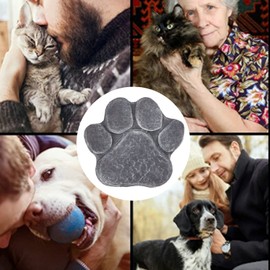 JAWL Paw Print Memorial Stone, Beautiful Soothing Grave Marker for Dogs, Durable, Weatherproof, DIY Lettering for Dog for Garden (Stone Grey)
