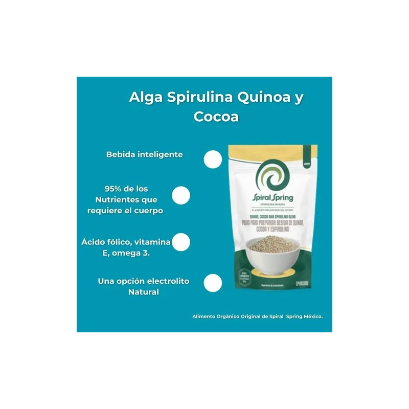 Alga Spirulina Maxima + Quinoa + Cacao 2 Bolsas De