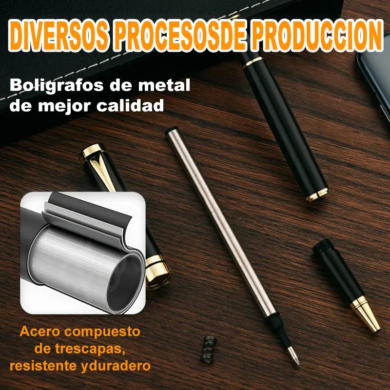 2pz Pluma De Acero Alta Calidad Con Recambio Y Caja