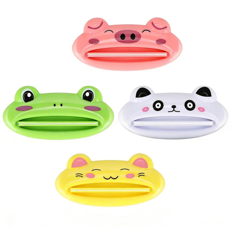 4 Pack Cute Cartoon Animal Toothpaste Tube Squeezer Clips for