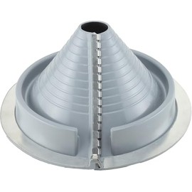Water-Tite 81495 #2 Retrofit Metal Roof Flashing, 10-3/4" Round Base with EPDM Rubber Collar, For 2" to 7-1/4" Vent Pipes, Gray