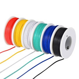 TUOFENG 22 AWG Wire Electrical Wires 22 Gauge Tinned Copper Wire, PVC (OD: 1.7 mm) 6 Different Colored 30ft / 9m Each,Stranded Wire Hookup Wires for DIY DC/AC