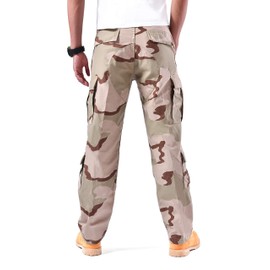 BACKBONE Mens Military Army Style Camouflage Cargo Pants for Fishing Hunting Gaming Camping (30, Tri-Color Desert Camo)