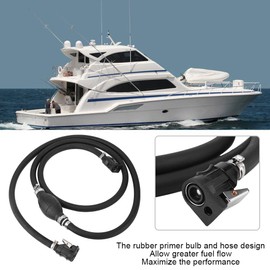 Maxmartt Boat Fuel Line 3/8in 7ft Boat Motor Fuel Gas Hose Fuel Line with Ball Pump Marine Gas Tank Fuel Line Assembly with Primer Bulb Connector for Marine Johnson