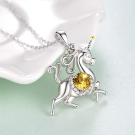 Citrine Necklace for Her Birthday Gifts Wife November Birthstone Jewelry for women Animal Necklace Sterling Silver