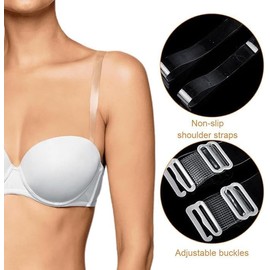 10 Pairs Clear Bra Straps Non-Slip Invisible Bra Straps Adjustable Length Transparent Shoulder Straps Replacement for Women Girls Strapless Bras