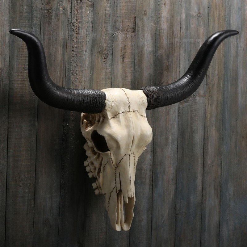 Veronese Design 14 Inch Long Horn Animal Skull Resin Wall