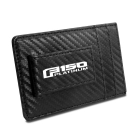 iPick Image Ford F-150 Platinum Black Carbon Fiber Leather Wallet RFID Block Card Case