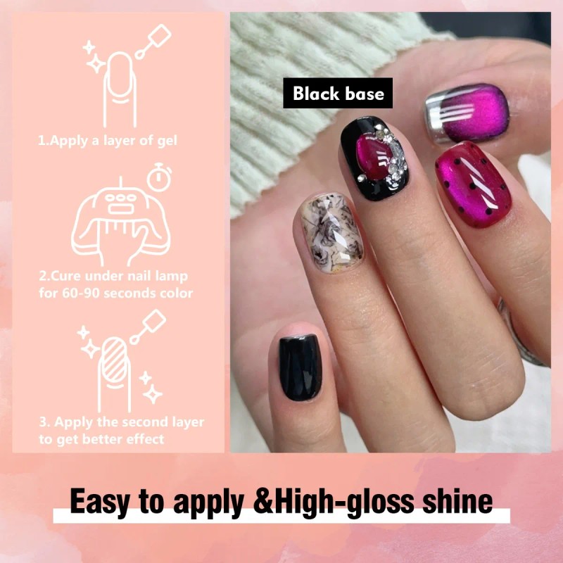 Esmalte Semipermanente Gel Efecto Ojo Gato 12 Ml+ Iman, 5pcs