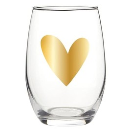 Slant Collections Valentine's Day Wine Glass Gifts Stemless Wine Glass in Gift Box, 17-Ounce, Heart