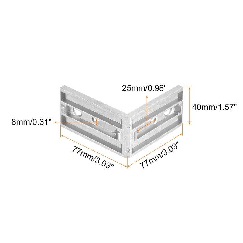 sourcing map 5Pcs Inside Corner Bracket Gusset, 77x77x40mm 4080 Angle