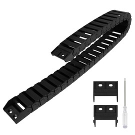 LMioEtool R28 15mm x 40mm(Inner H x Inner W) Black Plastic Cable Wire Carrier Drag Chain 1M Length for CNC, with End Connectors - Bridge Type (Non-openable)