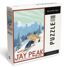 Lantern Press Jay Peak, Vermont, Downhill Skier, 1000 Piece Jigsaw Puzzle for Adults, Made in USA with Reference Poster