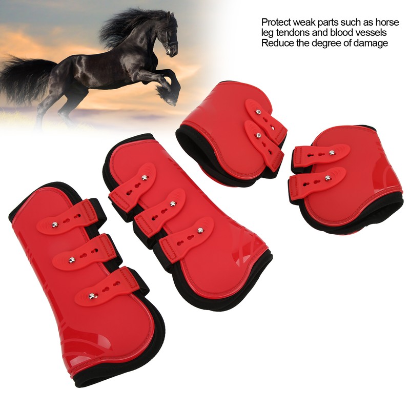 4pcs Horse Leg Guard PU Neoprene Front Hind Horse Tendon