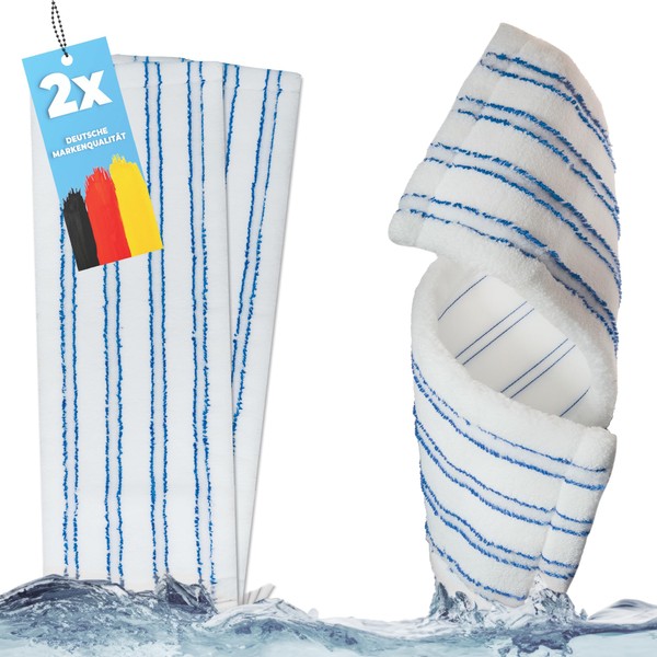 2 x Microfibre Mop Covers with Abrasive Strips - Professional