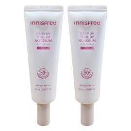 Innisfree Daily UV Tone-Up No-Sebum Sun Cream 50ml (Pink) 2pcs / 이니스프리 데일리 유브이 톤업 노세범 선크림 50ml (핑크) 2개