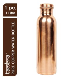 Tambra Pure Copper Water Bottle for Drinking, Handcrafted Ayurvedic Copper Water Bottle, Leak Proof Lid | Smooth Finish Copper Bottle Water Vessel | Copper Drinking Water Bottle - 34 Oz (PLAIN)