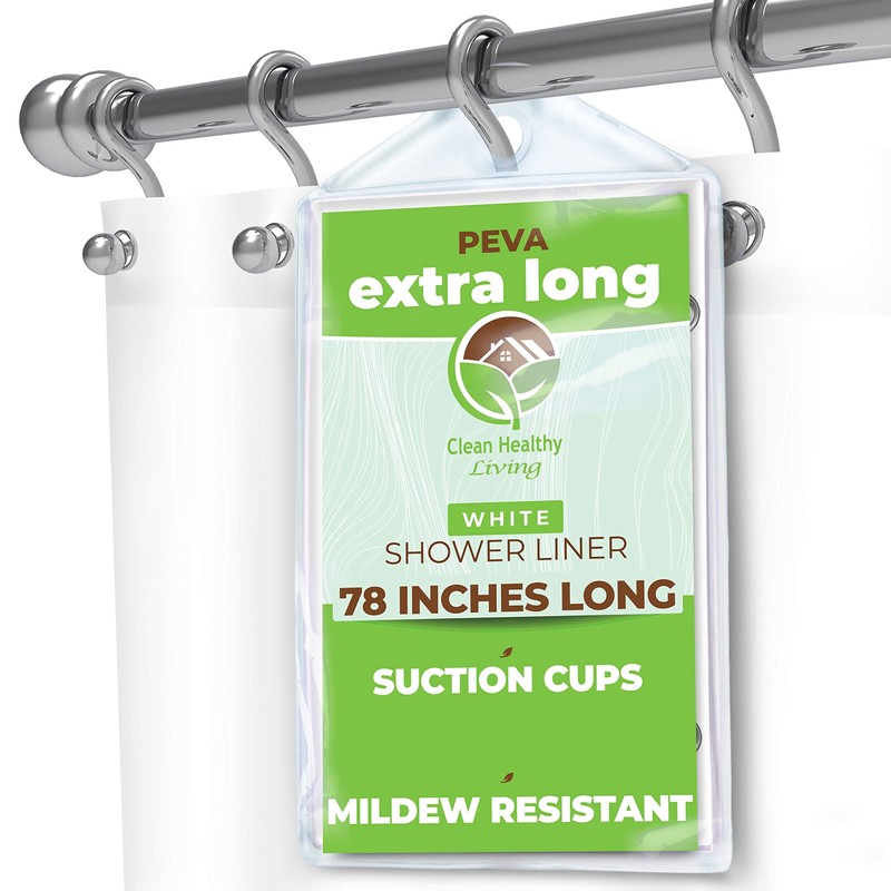 Clean Healthy Living XL Heavy Duty PEVA White Shower Curtain