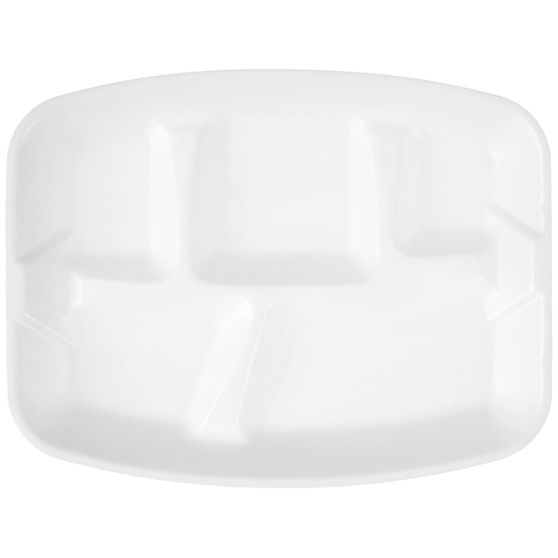 Hefty Everyday Soak-Proof Foam Compartment Tray, White, 9 x 11
