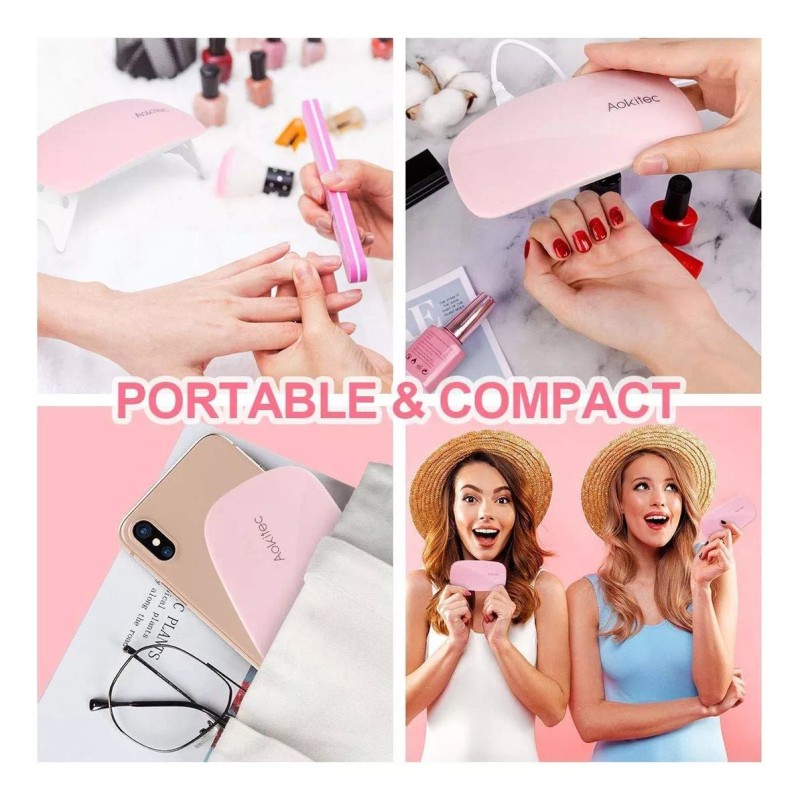Aokitec Mini Lámpara De Uñas Uv Led, Portátil, Con Forma