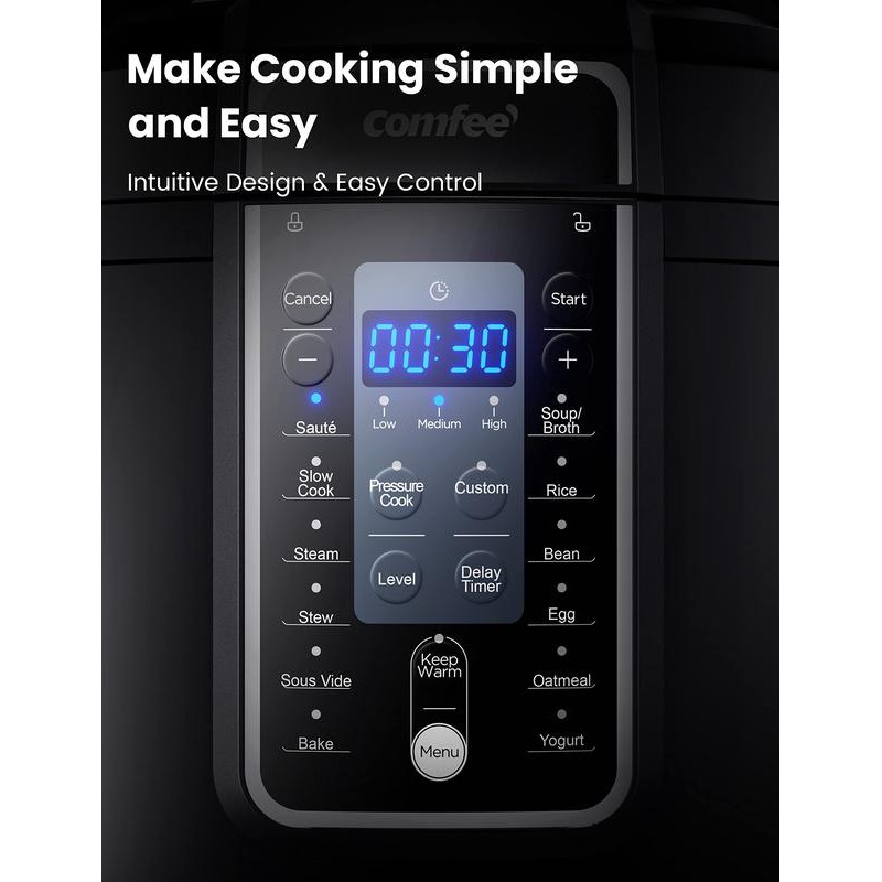 COMFEE’ 9-in-1 Electric Pressure Cooker Olla de Presion 6QT Slow