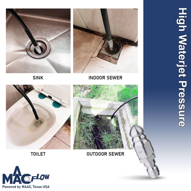MAACFLOW MAACFLOW Sewer Jetter Nozzle For Pressure Washer Stainless Steel