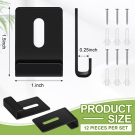 SiliFine 12 Pcs Metal Mirror Clips Holder Wide Channel Mirror Holder Frameless Mounting Hardware Hooks Heavy Duty Hangers Retainer Clip with Screw for Wall Mounting Frameless Billboard Display(Black)