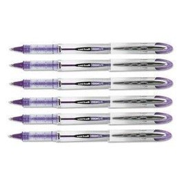 uni-ball Vision Elite Stick Roller Ball Pens, Bold Point, Purple Ink, 6 Pens