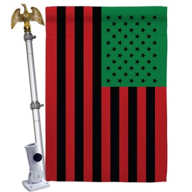 Americana Home & Garden African American Eagle Support Awareness AFRO United State Black Lives Matter Decoration Banner Small Garden Yard Gift, House Flag Set 28"x 40" w/Flagpole, Made in USA 28 X 40