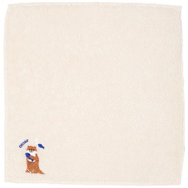 Prairie Dog zootto Organic Cotton Handkerchief, Otter (Front), Made in Japan, Imabari, 100% Cotton, Thin, Embroidery, Hand Towel, Size: Approx. 9.8 x 9.8 inches (25 x 25 cm)