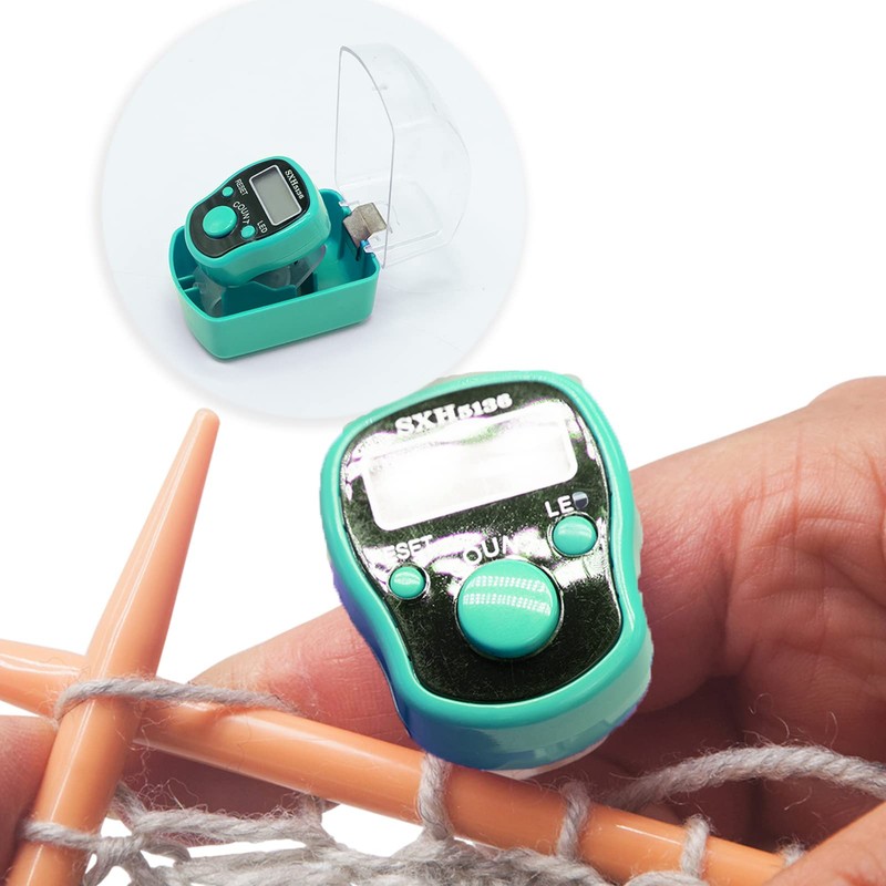 Green Knit Counter Knitting Crochet Stitch Marker Row Counter,Finger Digital