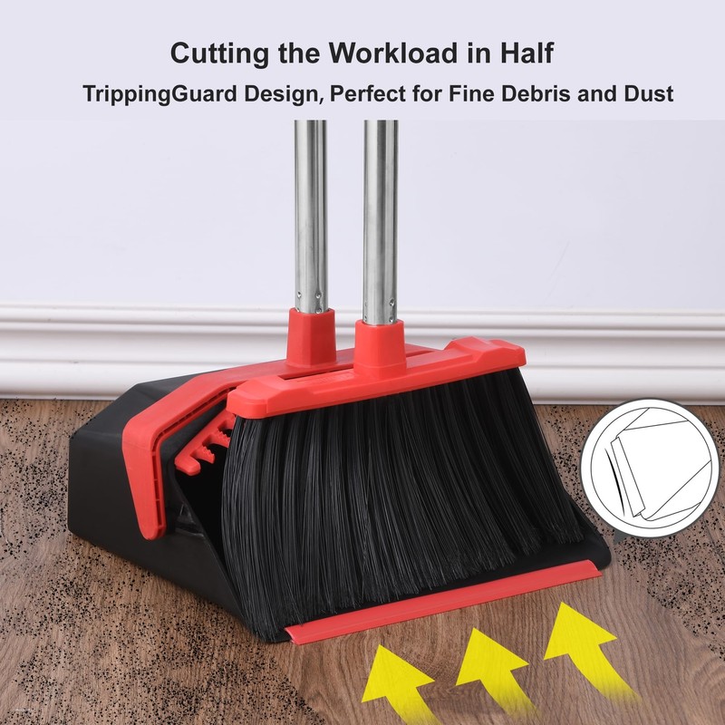 Tiumso Upgrade Broom with Dustpan Combo Set, Broom and Dustpan