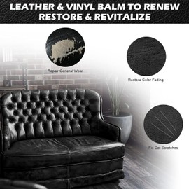 SEISSO Leather Recoloring Balm, Leather Repair Kit for Furniture, Leather Scratch Remover, Leather Color Restorer for Couch, Leather Dye Paint for Faded, Cracked and Damaged Leather (Black)